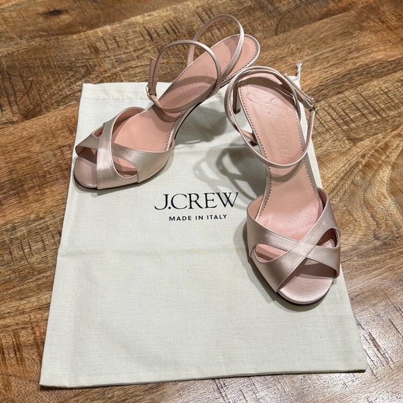 J.Crew 298 Collection Rylie Satin Peep Toe Sandals / Heels NWT - Picture 2 of 11
